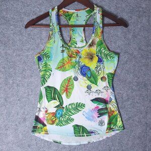 ATHLETA Tank Top Tropical Floral Racerback Scoop Neck Pullover Activewear XXS